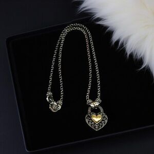 Andrea Candela 925 Sterling Silver 14K Gold Heart Cable Chain Necklace 20” 46g